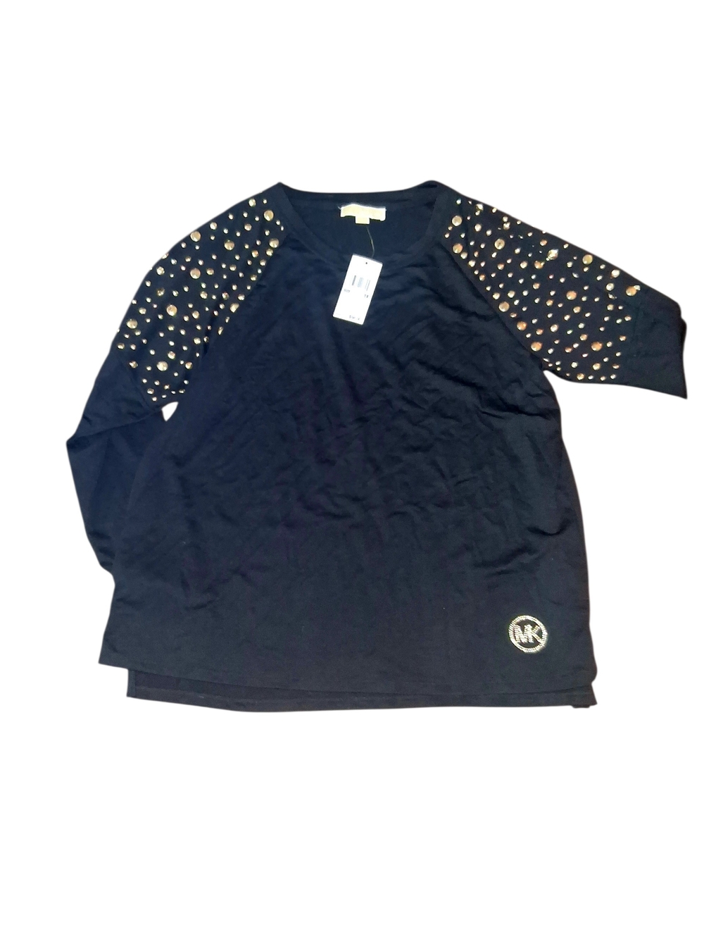 NWT Michael Kors Black Longsleeve with Gold Stud Sleeve Accents